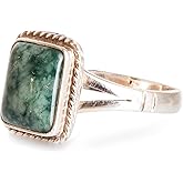 NOVICA Artisan Handmade Jade Cocktail Ring Artisan Crafted Sterling Silver Single Stone Guatemala Hemlock Desert Sage [crownbezel 0.5 in L x 0.4 in W x 0.2 in H Band Width 3 mm W] 'Life Divine'