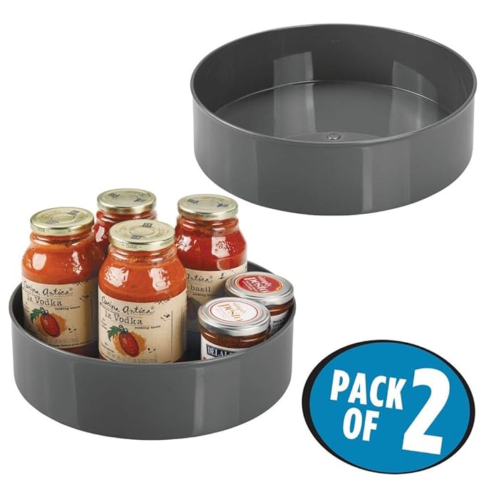 mDesign 2er-Set Lazy Susan Küchenregal – praktisches Gewürzregal für