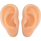 2PCS Realistic Silicone Ear Models – Soft Left & Right Fake Ears for Piercing Practice & Earring Display, Flexible Mannequin Mold for Artists & Retail Showcases (One Pair of Ear#1)