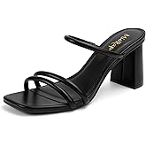 Miorap Square Open Toe Heels for Women Strappy Chunky Block Heeled Wedding Comfort Dressy Slides Sandals