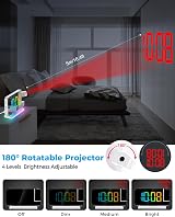 SZELAM Projection Alarm Clock 7.4 in Large LED Mirror Display USB C view 3