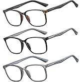 SOCTICK Reading Glasses for Men,3 Pack Blue Light Blocking Readers for men with Comfort Spring Hinge,Large Wide Square Frame Readers,Stylish Computer Eyeglasses(+0.25)