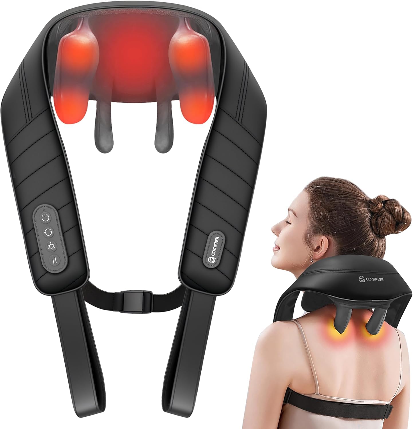 Photo 1 of COMFIER Cordless Neck Massager with Heat, 4D Kneading Neck and Shoulder Massager Deep Tissue, Shiatsu Neck Back Massager Pillow, 2 Heating Levels,Gifts for Mom Dad