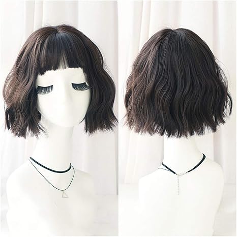 Amazon Co Jp かつら短い波状ボブレースフロント人間の髪の毛のかつら9インチ Color Dark Brown Size 25cm 服 ファッション小物