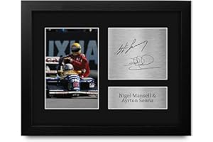HWC Trading Nigel Mansell & Ayrton Senna Formula 1 Framed Gifts Printed Signed Autograph Picture for F1 Formula 1 Racing Fans - US Letter Size