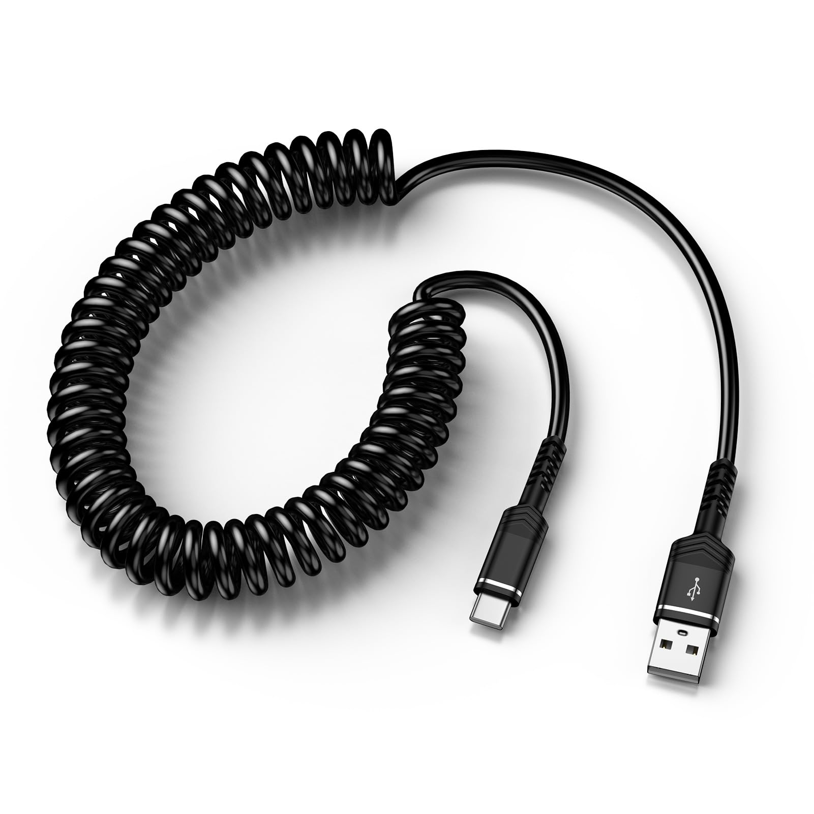 Photo 1 of USB to USB C Coiled Cable Fast Charging for iPhone 17/Air/17 Pro/17 Pro Max/16e/16/16 Pro/16 Pro Max/16 Plus/15,3FT Retractable Car Charger Cord Android Auto for Samsung Galaxy A17 S25,Pixel 10 Pro XL