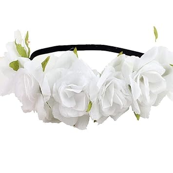 Amazon Com Liobaba Women S Hawaiian Stretch Rose Flower Headband