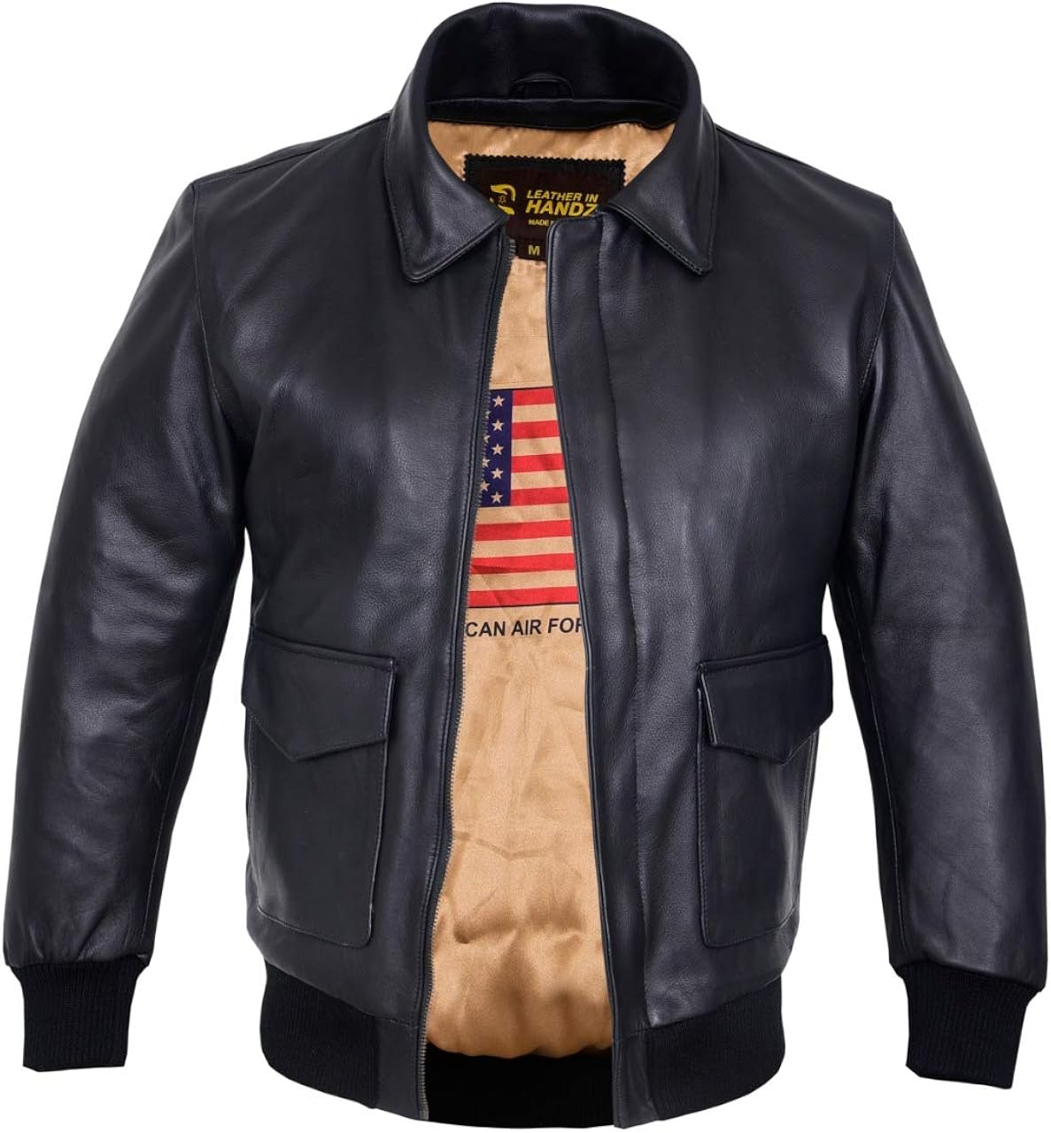 Men's A2 Air Force Leather Bomber Jacket WWII Pilot Jacket (Regular