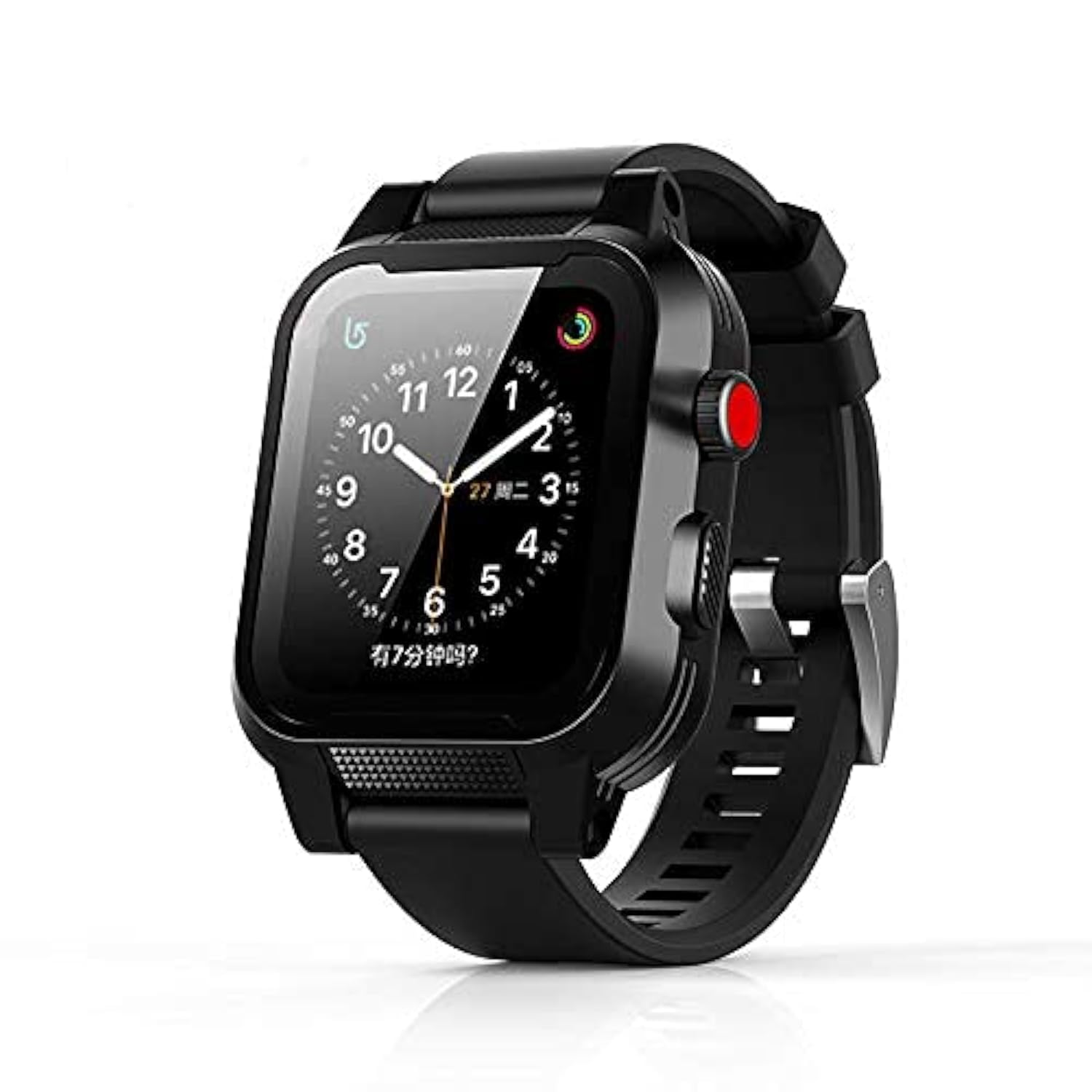 ShellBox Case Apple Watch 38mm Screen Protector Waterproof Case[IP68],Impact Resistant/Rugged 1Row Perforated Soft Band for iWatch Series 3 & 2 38mm (Black)