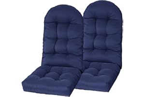 Yddsky Adirondack Chair Cushion, Rocking Cushions 44x19.4x4 inch, High Back Patio Recliner Cushion of Upper and Lower with Ties, Sunscreen and Fade-Resistant Gray,Navy,2