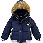 AMIYAN Toddler Boys Down Jacket Fur Collar Hood Thick Warm Winter Snowsuit Coat Parka