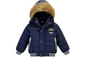 AMIYAN Toddler Boys Down Jacket Fur Collar Hood Thick Warm Winter Snowsuit Coat Parka