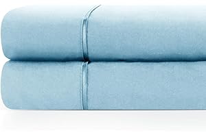 Zen Home Luxury Flat Sheet (2-Pack) - 1500 Series Luxury Brushed Microfiber w/Bamboo Blend Treatment - Eco-Friendly and Wrinkle Resistant - Twin - Sky Blue