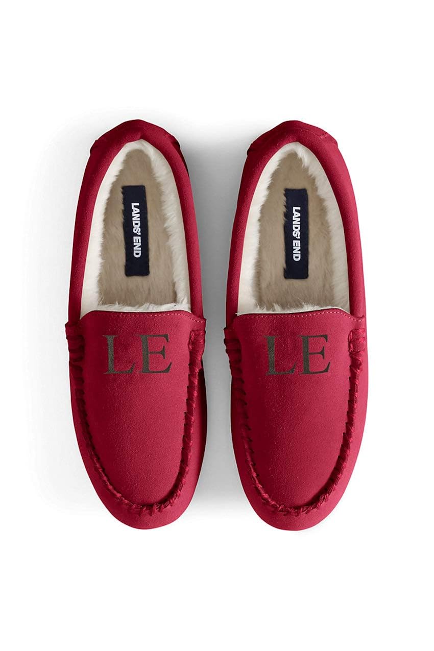 lands end slippers on Buy Lands End Women S Suede Moccasin Slippers Rich Red At Amazon In