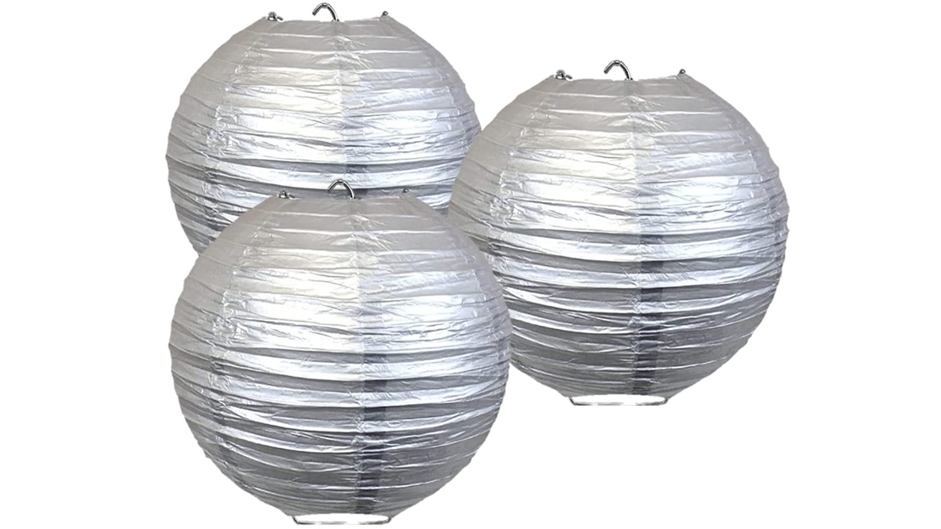 Paper Lanterns Mix Color Packs of 3 Round Paper Lanterns Lampshade Party Decorations (Silver, 4" (10 Cm))