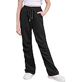 Kimoda Girls Sweatpants Pants Wide Leg Flare Pants Teen Kids Elastic Casual Trousers with Pocket Size 6-13