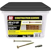 Grip Rite 212GCS10BK #9 by 2-1/2-inch Type 17 Coarse Auger Thread Yellow Zinc Plated T-25 Star Drive Construction Screws 848 