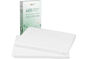 CALIFORNIA DESIGN DEN Luxuriously Soft Hotel Quality 600 Thread Count, 100% Cotton Set of 2 Cases, Crisp & Cool White Standard Pillow Cases Fits Standard & Queen Pillows (Bright White)