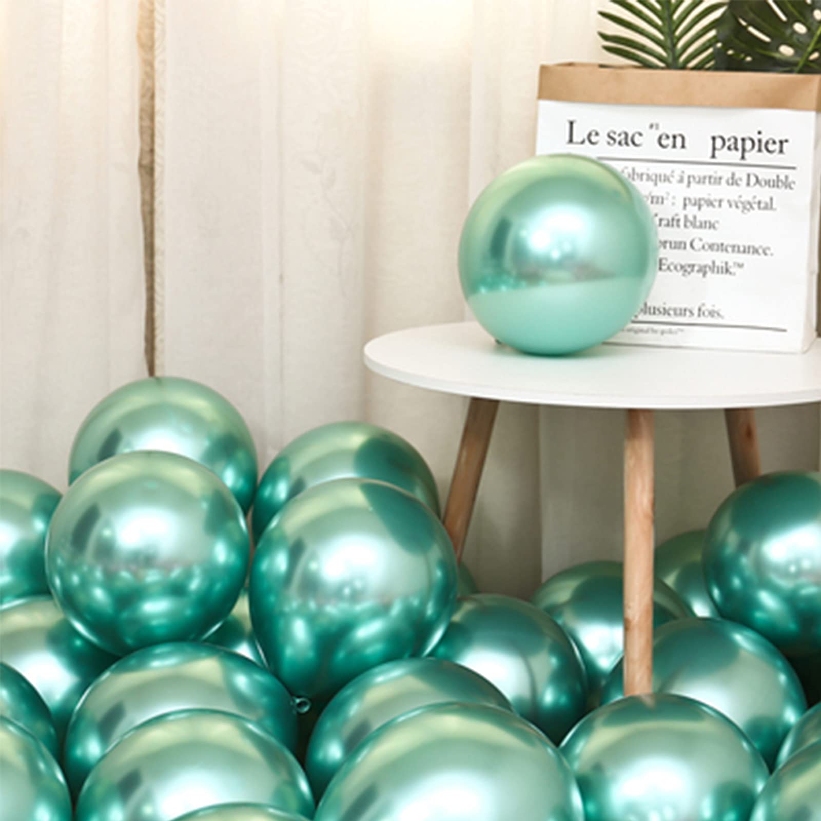 100 Pcs 10 Inch Mini Metallic Green Balloons - Romantic Chrome Balloons for Baby Shower, Birthday, Wedding, Engagement, Anniversary & Festival Decorations