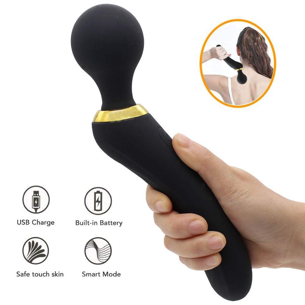 Stage Force Rotating LED Vibrator with USB Cable Rechargeable Gift Set - Silent Waterproof Desing Perfect for Bath and Body Works Artery Massager Long Time Use Black