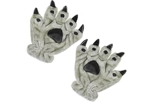 Adults Teens Wolf Paw Gloves Faux Fur Cat Fingerless Mittens Winter Warm Cosplay Gloves Halloween Party Costume Accessories