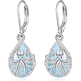 URONE Ocean Earrings 925 Sterling Silver Crab/Starfish/Dolphin/Whale Tail/Sea Shell/Palm Tree/Octopus/Lobster Dangle Earrings Ocean Jewelry Gifts for Women