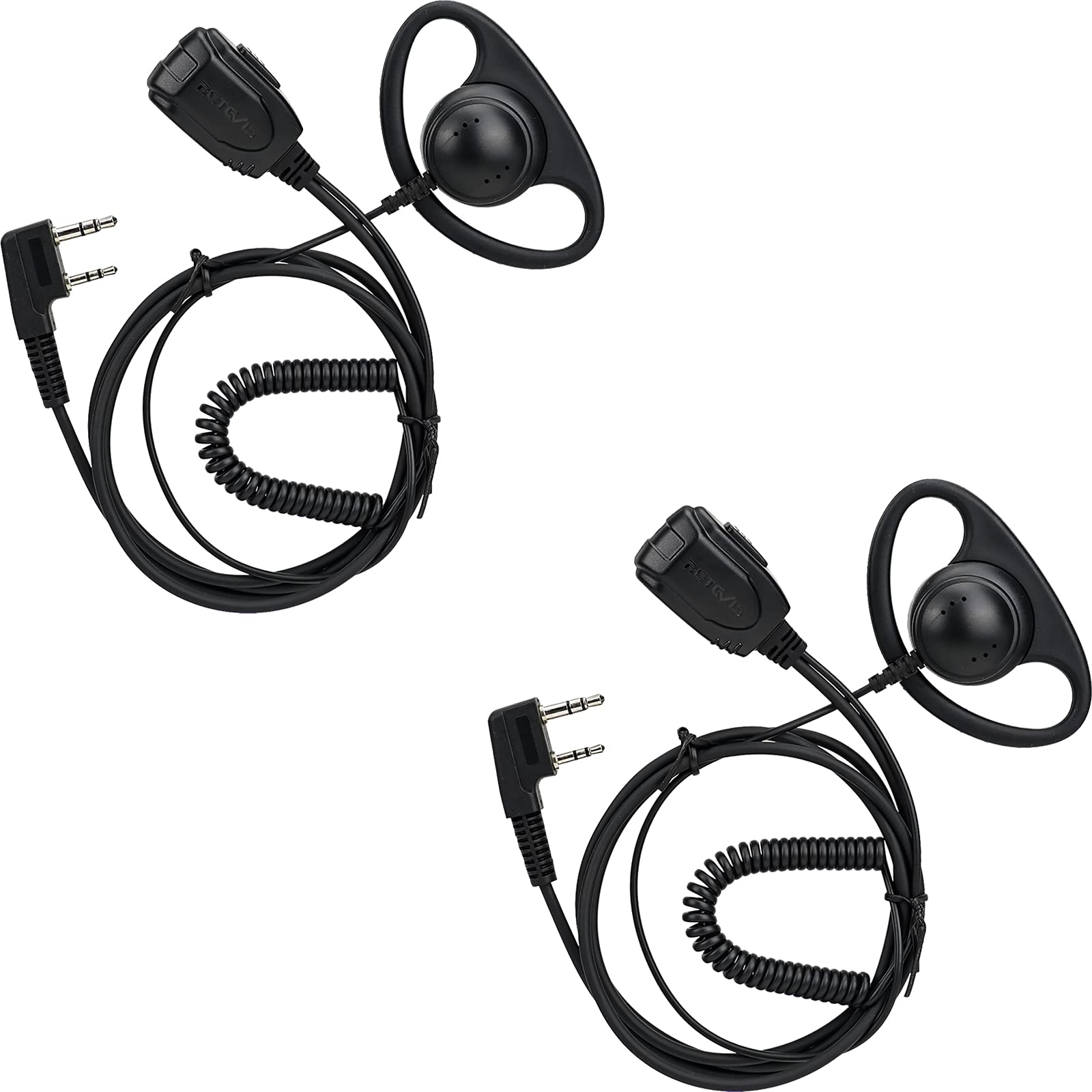 Retevis EEK015 D-Type Walkie Talkie Earpiece 2 Pin, Clearer Sound Walkie Talkie Hanging Headset Compatible RT24 RT27 RT618 RT622 Baofeng UV 5R 888S Kenwood Two Way Radio (2 Pcs)