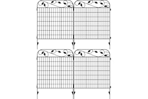 AMAGABELI GARDEN & HOME 4 Pack 44inch High 12ft Long Decorative Garden Fence Panels Border,Dog Fence for The Yard Outdoor Rustproof Animal Barrier Dogs Garden fencing Black
