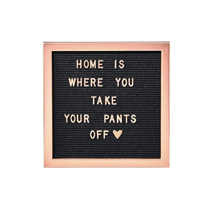 BUTLERS MESSAGE BOARD Letterboard mit Buchstaben 30x30 cm in Schwarz-Rosegold - Stecktafel aus Holz und Filz - Buchstabenbret