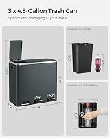 SONGMICS Kitchen Bin 3 x 18 L Recycling Bin 3 Compartment Steel Greenish Grey view 8