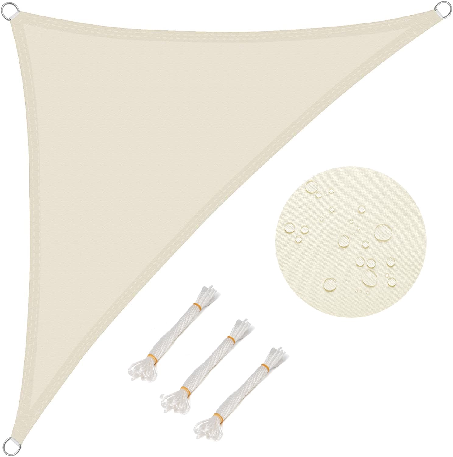 WOLTU Sun Shade Sail Triangular 3x3x4.25m Cream Waterproof Polyester UV Protection Canopy for Garden Patio Camping