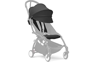 Stokke YOYO 6+ Color Pack, Black - Textiles Only: Seat Pad, Extendable Canopy & Zipped Back Pocket - Requires YOYO3 Frame (Sold Separately)