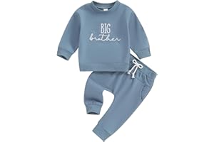 Bonangber Big Brother Little Sister Outfits Crewneck Sweatshirt Pants Set Sibling Matching Outfits Fall Winter Clothes