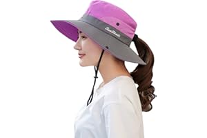 NPQQUAN Ponytail Sun Hat for Women Men 3” Wide Brim UPF 50+ Fishing & Bucket Beach Hats