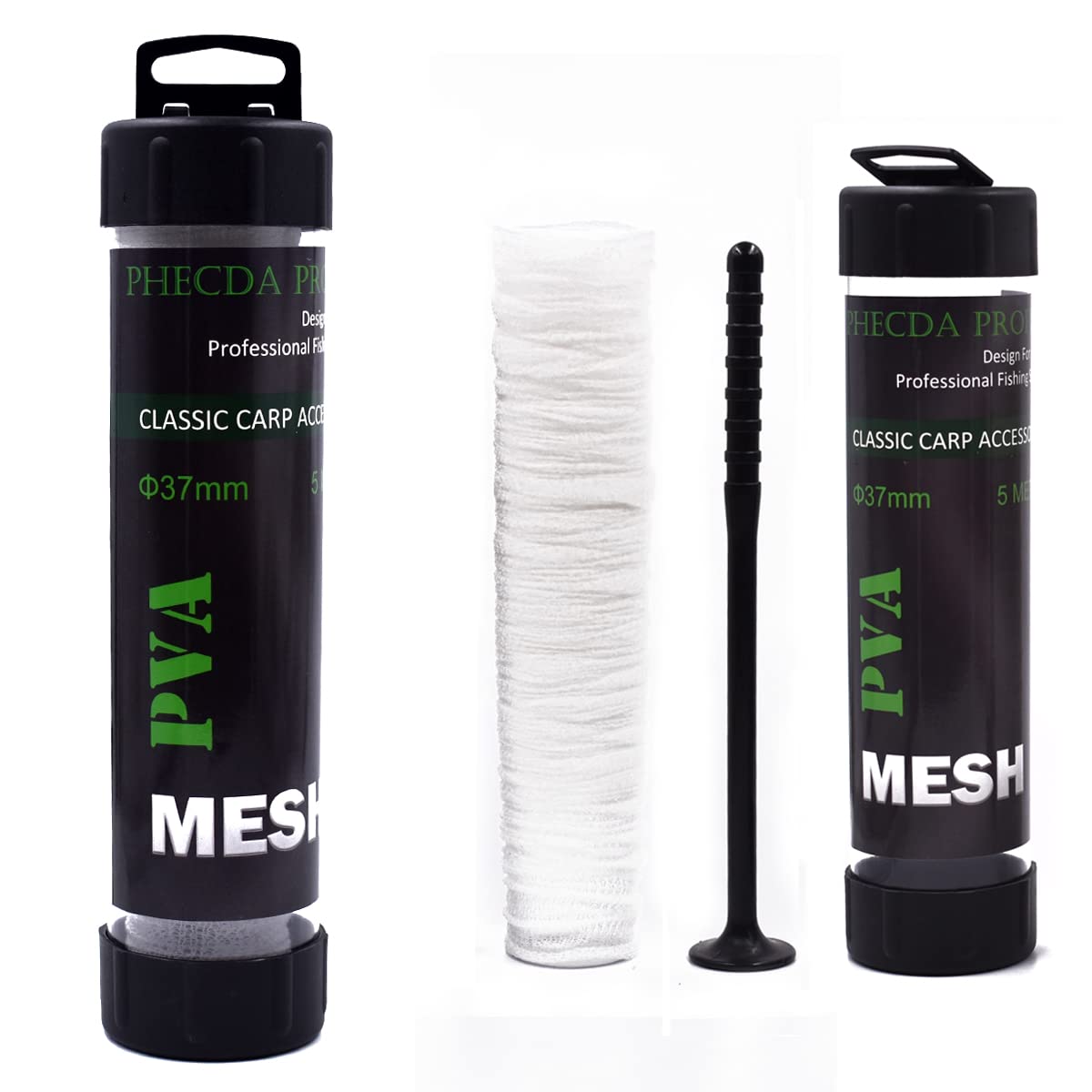 5M PVA Mesh Set Carp Fishing Mesh with Funnel and Plunger for Boilie Bait Rig Wide 25/37/44mm (37MM(WIDE)-5M MESH IN TUBE)