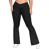 FOREYOND Plus Size Flare Leggings for Women V Crossover High Waist Yoga Pants Bootcut Bell Bottom Workout Leggings