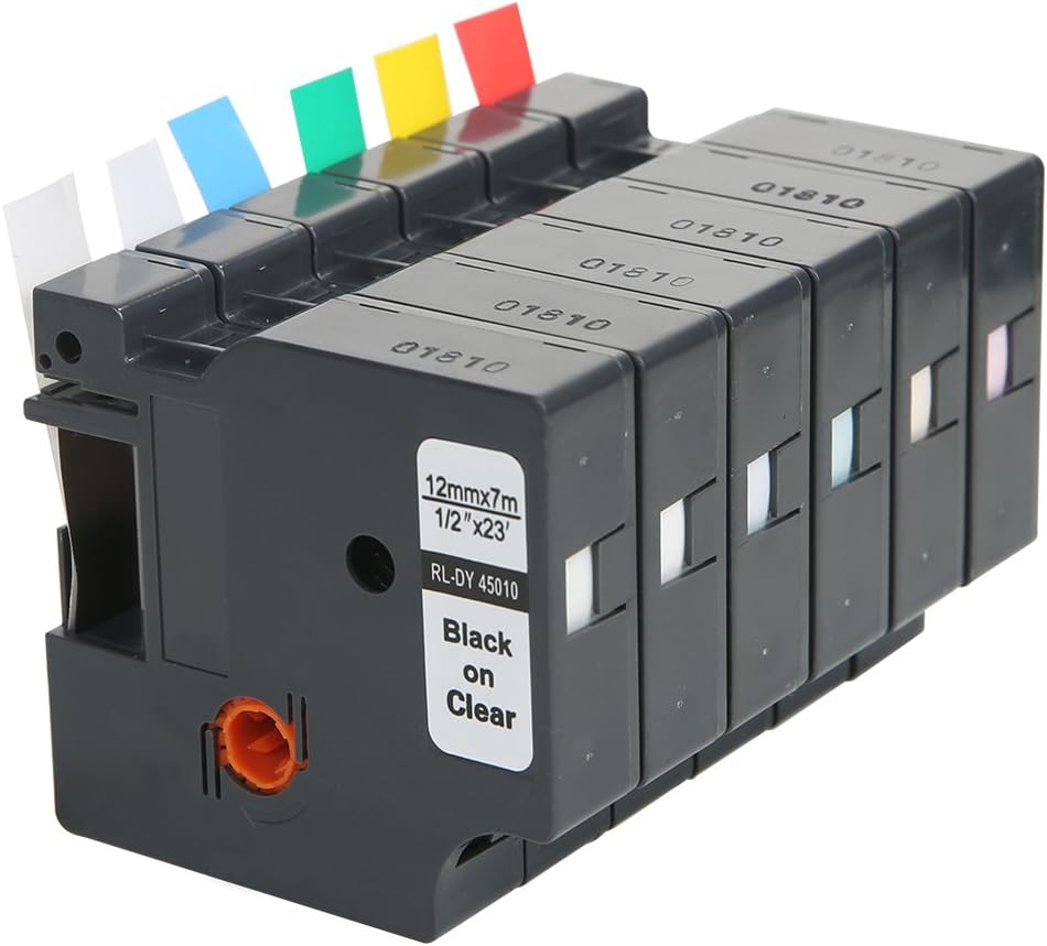 HWDID 6 Pack Compatible D1 Label Tapes Combo Set Replacement for DYMO 45010 45013 45016 45017 45018 45019,Used for DYMO LabelManager 160 280 420P PnP 220P 360D 450 210D