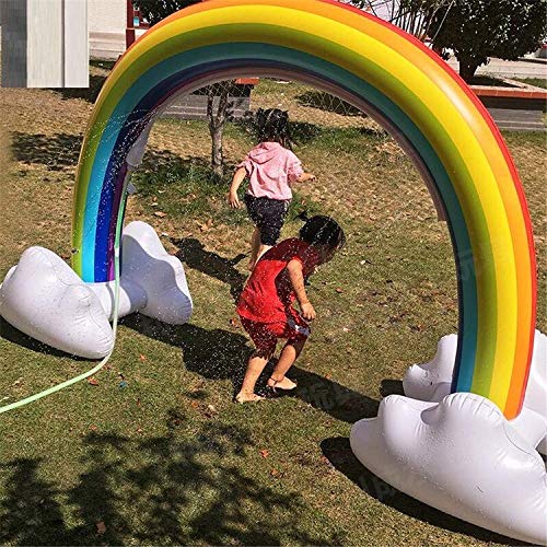 Zoostliss Rainbow Arch Sprinkler Summer Inflatable Water Spray Toy Giant Rainbow Cloud Yard Backyard Lawn Archway Outdoor Toys for Kids Adult Fun Play Games