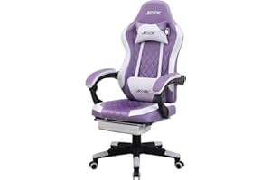 JKOOK Gaming Chair with Footrest, Multifunctional Desk Chair with Linkage Armrest, PU Leather, Video Game Computer Chairs with Lumbar Support, Study,Game,Office,JK08 (Purple)