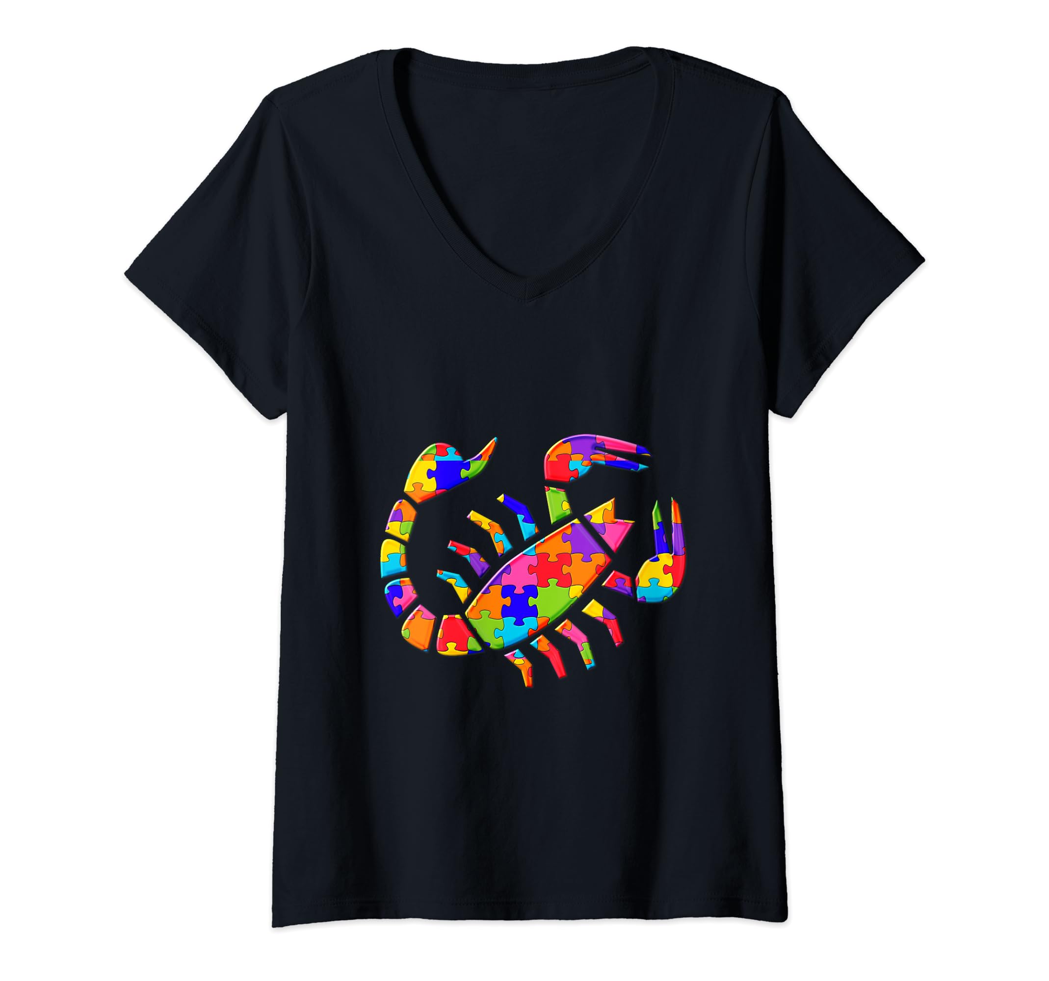 Scorpion Scorpio Puzzle Autism Puzzle V-Neck T-Shirt