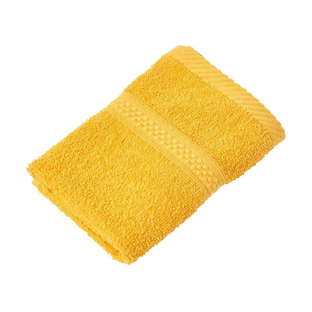 HOMESCAPES Ochre Yellow Turkish Cotton Face Cloth Flannel Super Soft Thick & Absorbent 500 GSM Towel Heavy Weight for everyday Luxury