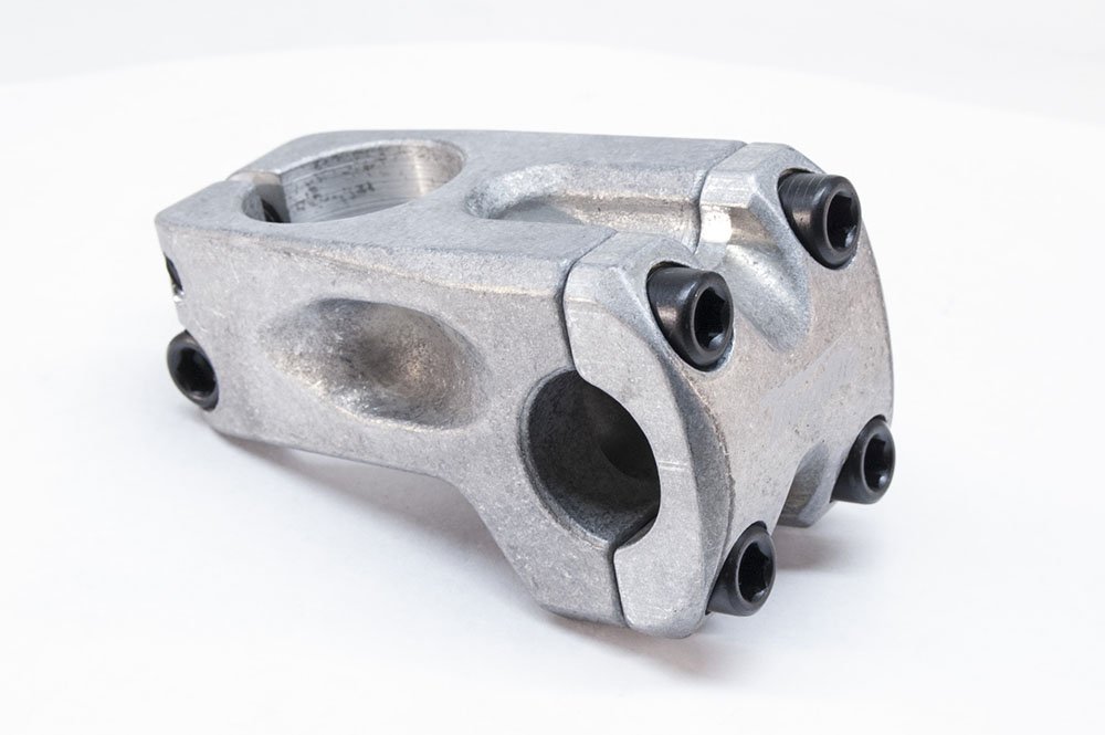 Eastern Bikes Throttle BMX Stem, 22.2mm Clamp Dia, 50mm Reach, Frontload or Topload, Lightweight 6061 Alloy, Chromoly Bolts (Frontload, Raw)