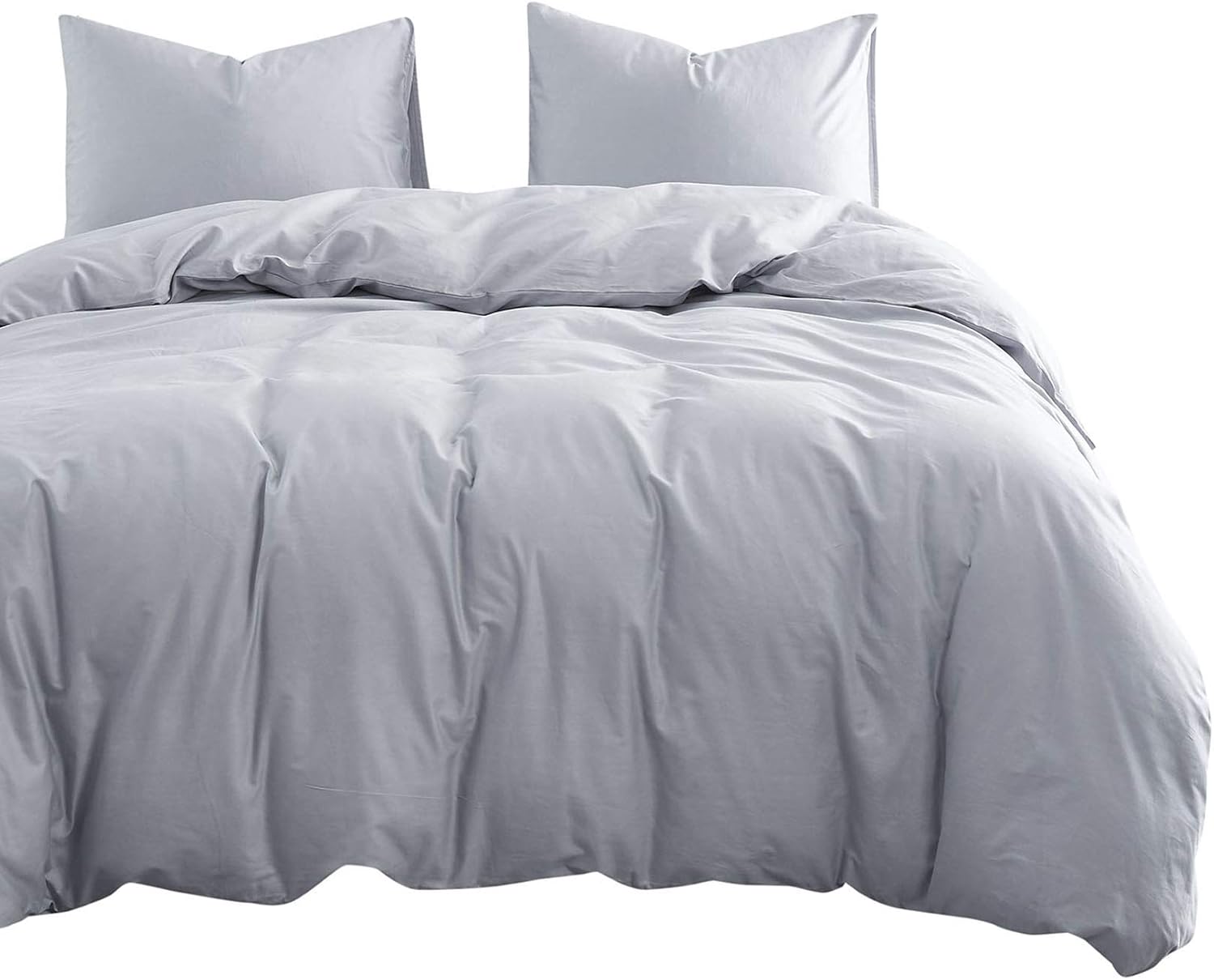 Wake In Cloud Light Gray Cotton Duvet Cover Set, 100 Cotton Bedding