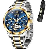 OLEVS Men's Automatic Watch Business Dress Stainless Steel Wrist Watch Multi Calendar Moon Phase Dial Waterproof Luminous Watches for Men