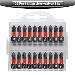 Teocpai 20PCS 25mm Phillips Screwdriver Bits PH2