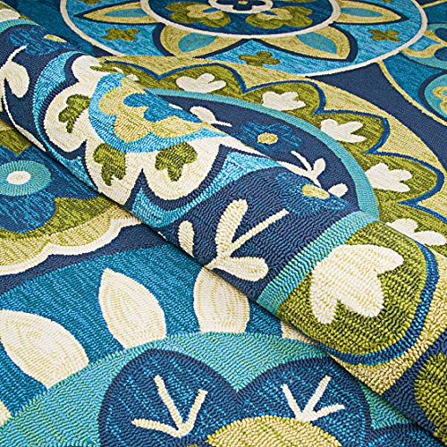 Couristan Covington Outdoor Rug Rip Tide 7'10" Round in Ocean Blue
