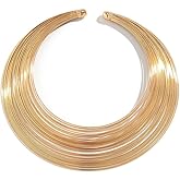 ALRNBY Chunky Gold Cuff Necklace for Women Gold Statement Choker for Women Gold/Silver African Tribe Wide Metal Choker Necklace Jewelry