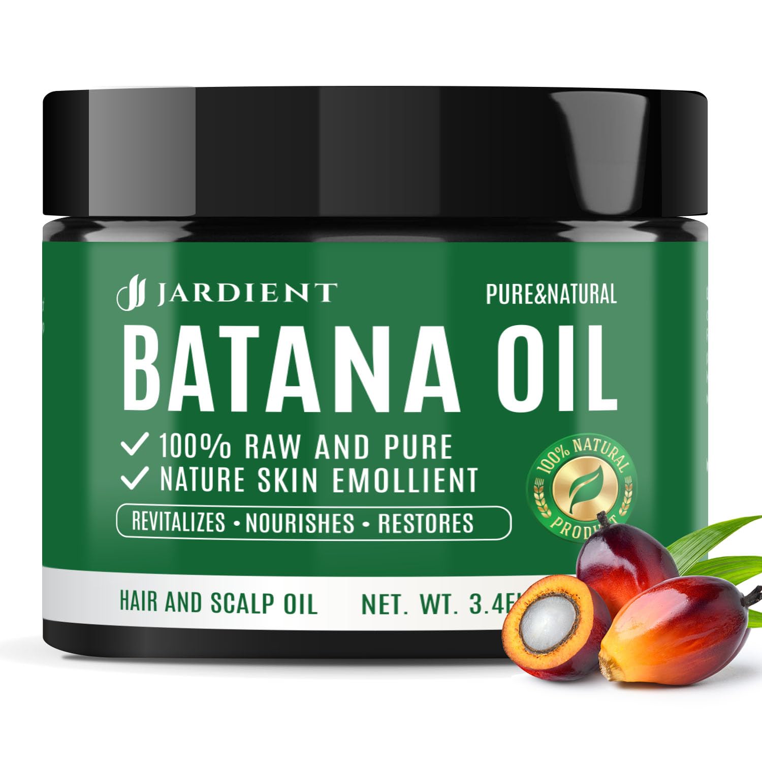 Jardient Batana Oil for Hair Growth and Restoration: Unrefined Dr. Sebi Oil to Prevent Loss and Revive Damaged Hair and Scalp - 3.4 OZ (100ml)