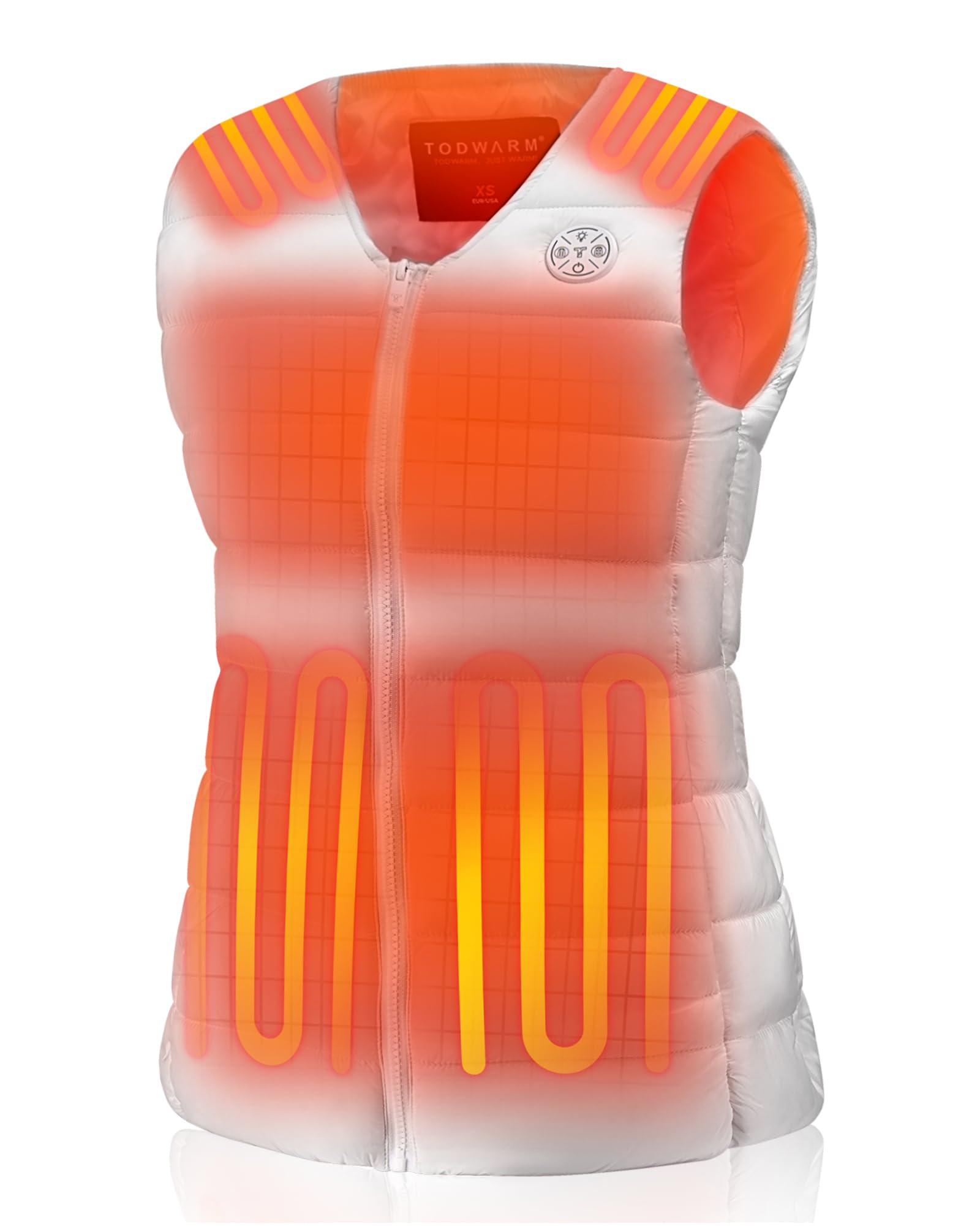 Photo 1 of TODWARM Women's Heated Vest with Battery Pack Included, V-neck Sleeveless Electric Warming Coat Rechargeable Winter Outerwear for Hiking Hunting Outdoor Work, 7.4V/16000mAh/15 Heating Zones/White, M
