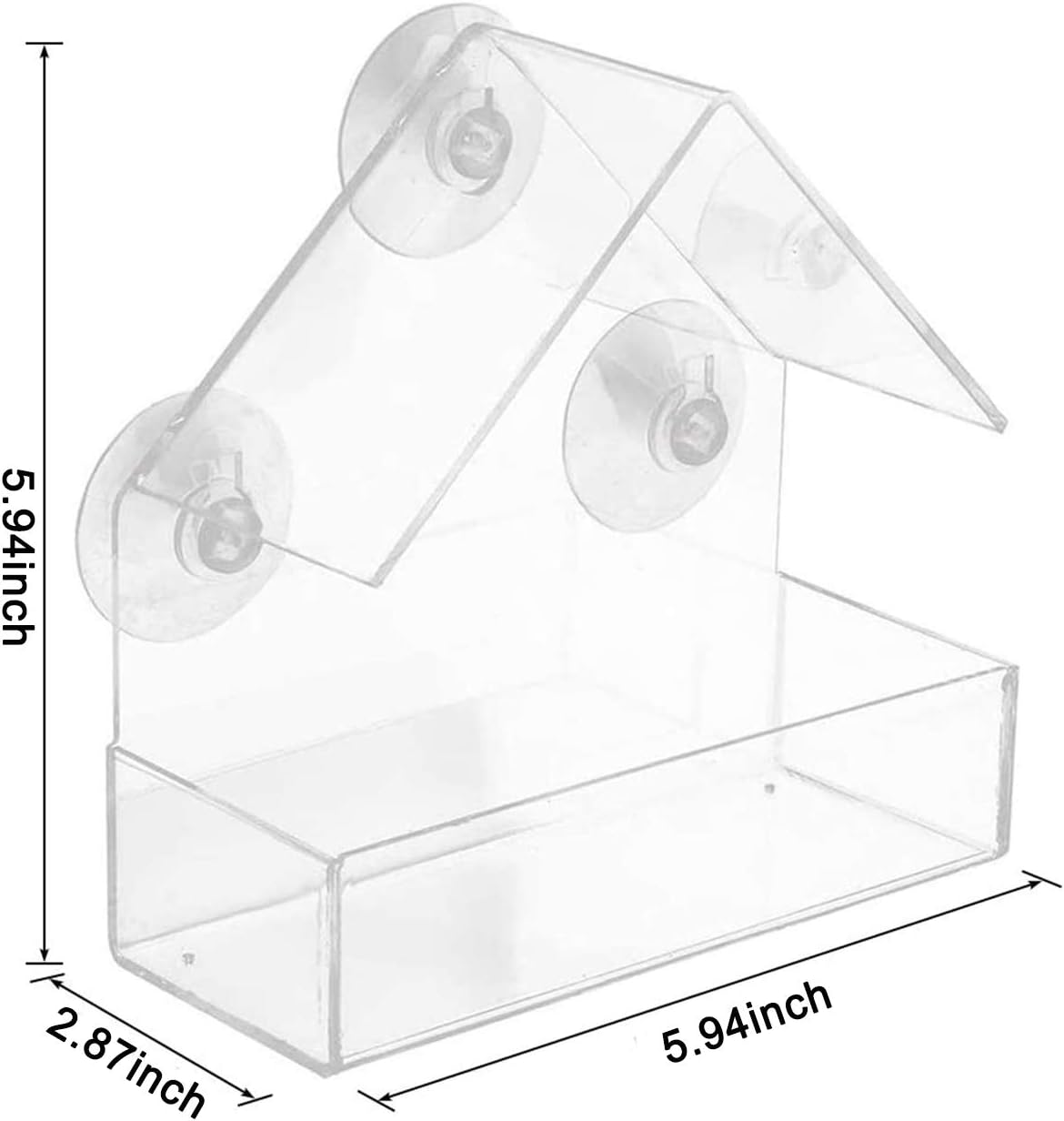 ODOOKON Leisure Window Bird Feeder Outside Acrylic Balcony Window Bird Feeder with Drain Holes and Feeding spoon - Image 4